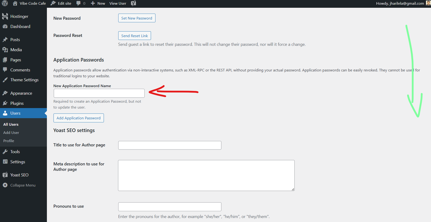 wordpress application password