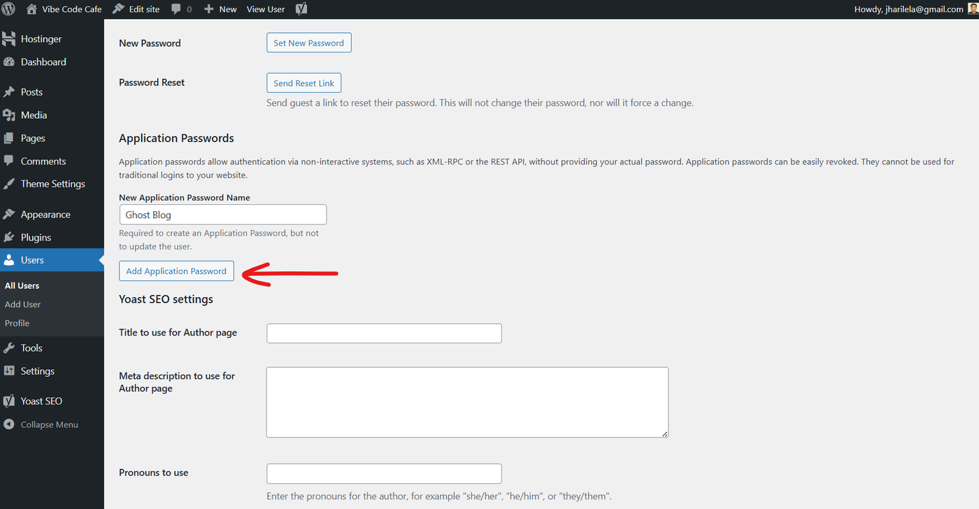 add application password