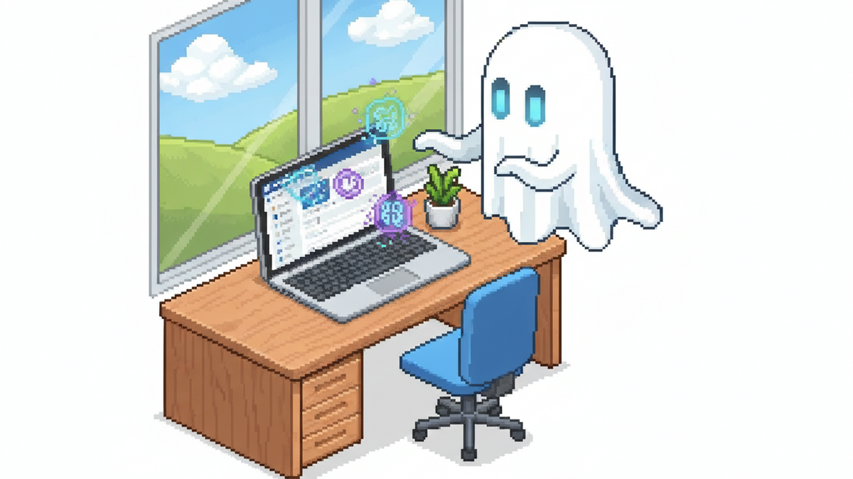 Brand mascot: The mascot is the central focus of every header image and must adhere to strict design rules: Body: A simple, flowing white ghost sheet with visible ripples at the bottom. Face: Two vibr
